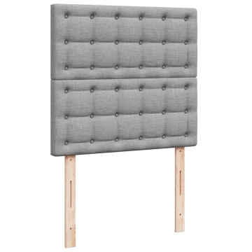 Pat box spring cu saltea, gri deschis, 90x190 cm, textil - Img 6