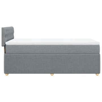 Pat box spring cu saltea, gri deschis, 90x190 cm, textil - Img 8