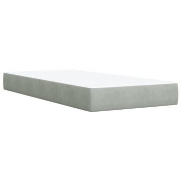 Pat box spring cu saltea, gri deschis, 90x200 cm, catifea - Img 5