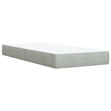 Pat box spring cu saltea, gri deschis, 90x200 cm, catifea - Img 5