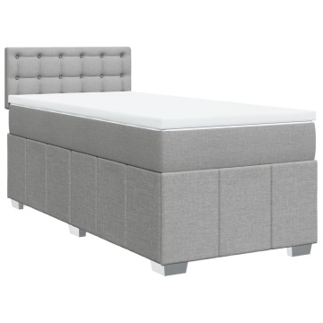 Pat box spring cu saltea, gri deschis, 90x200 cm, textil - Img 2