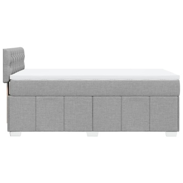 Pat box spring cu saltea, gri deschis, 90x200 cm, textil - Img 8