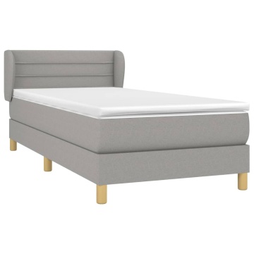Pat box spring cu saltea, gri deschis, 90x200 cm, textil - Img 3