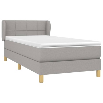 Pat box spring cu saltea, gri deschis, 90x200 cm, textil - Img 3