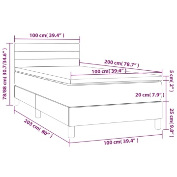 Pat box spring cu saltea, gri închis, 100x200 cm, catifea - Img 6