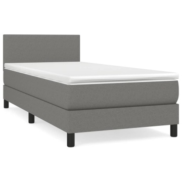 Pat box spring cu saltea, gri închis, 100x200 cm, textil - Img 2