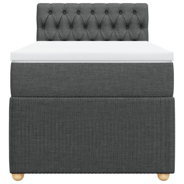 Pat box spring cu saltea, gri închis, 100x200 cm, textil - Img 4