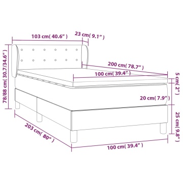 Pat box spring cu saltea, gri închis, 100x200 cm, textil - Img 6