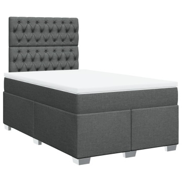 Pat box spring cu saltea, gri închis, 120x190 cm, textil - Img 3
