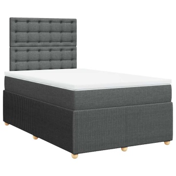 Pat box spring cu saltea, gri închis, 120x190 cm, textil - Img 2