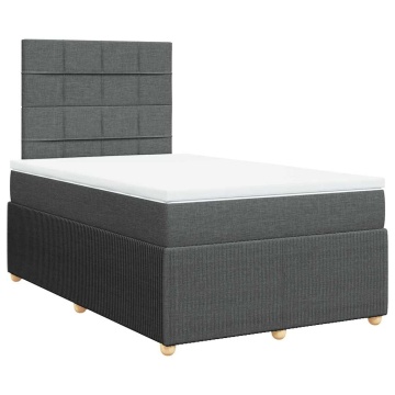 Pat box spring cu saltea, gri închis, 120x190 cm, textil - Img 3