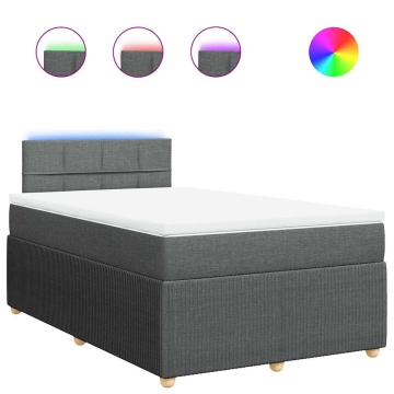 Pat box spring cu saltea, gri închis, 120x190 cm, textil - Img 2