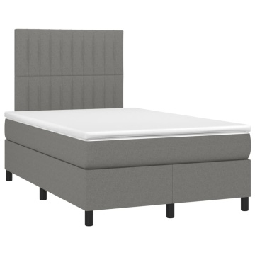 Pat box spring cu saltea, gri închis, 120x200 cm, textil - Img 3