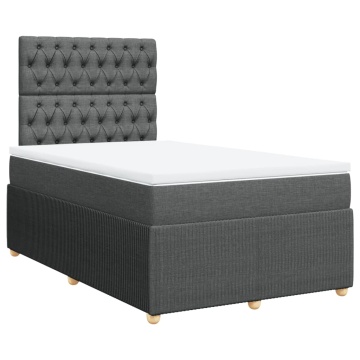Pat box spring cu saltea, gri închis, 120x200 cm, textil - Img 3