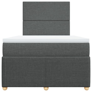 Pat box spring cu saltea, gri închis, 120x200 cm, textil - Img 4