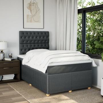 Pat box spring cu saltea, gri închis, 120x200 cm, textil - Img 3