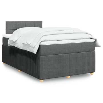 Pat box spring cu saltea, gri închis, 120x200 cm, textil - Img 1