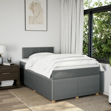 Pat box spring cu saltea, gri închis, 120x200 cm, textil - Img 3