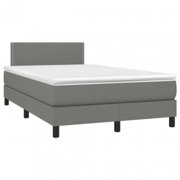 Pat box spring cu saltea, gri închis, 120x200 cm, textil - Img 3