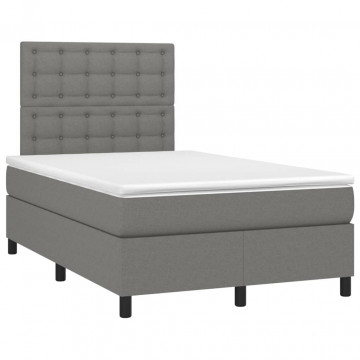 Pat box spring cu saltea, gri închis, 120x200 cm, textil - Img 3