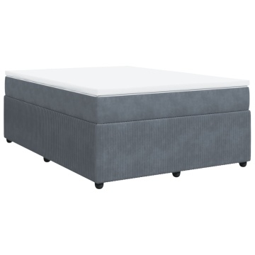 Pat box spring cu saltea, gri închis, 140x190 cm, catifea - Img 2