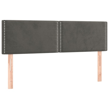 Pat box spring cu saltea, gri închis, 140x190 cm, catifea - Img 5