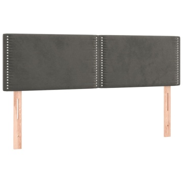 Pat box spring cu saltea, gri închis, 140x190 cm, catifea - Img 5