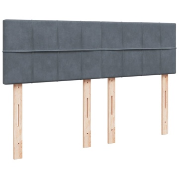 Pat box spring cu saltea, gri închis, 140x190 cm, catifea - Img 7