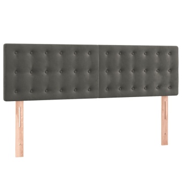 Pat box spring cu saltea, gri închis, 140x190 cm, catifea - Img 5
