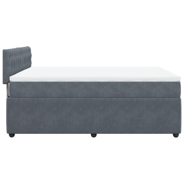 Pat box spring cu saltea, gri închis, 140x190 cm, catifea - Img 6