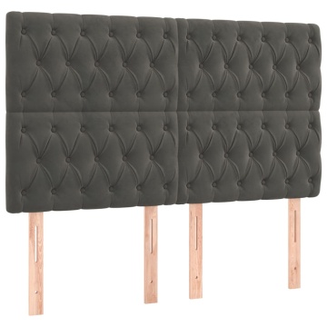 Pat box spring cu saltea, gri închis, 140x190 cm, catifea - Img 5