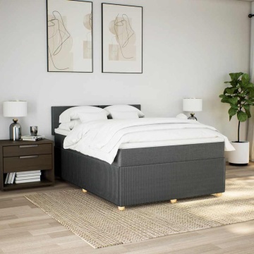 Pat box spring cu saltea, gri închis, 140x190 cm, textil - Img 3