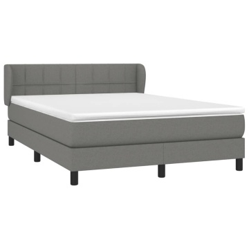 Pat box spring cu saltea, gri închis, 140x200 cm, textil - Img 3