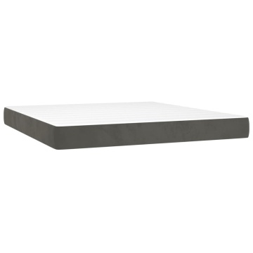Pat box spring cu saltea, gri închis, 180x200 cm, catifea - Img 6