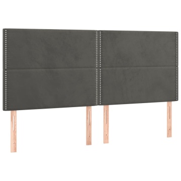 Pat box spring cu saltea, gri închis, 180x200 cm, catifea - Img 5