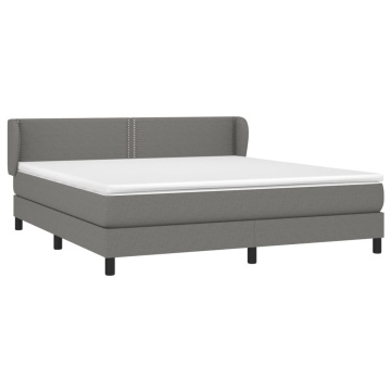 Pat box spring cu saltea gri închis 180x200 cm, material textil - Img 3