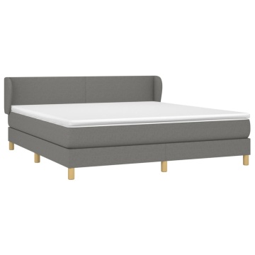Pat box spring cu saltea, gri închis, 180x200 cm, textil - Img 3