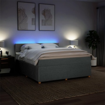 Pat box spring cu saltea, gri închis, 180x200 cm, textil - Img 8
