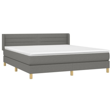 Pat box spring cu saltea, gri închis, 180x200 cm, textil - Img 3