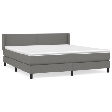 Pat box spring cu saltea, gri închis, 180x200 cm, textil - Img 2