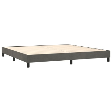 Pat box spring cu saltea, gri închis, 200x200 cm, catifea - Img 4