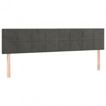 Pat box spring cu saltea, gri închis, 200x200 cm, catifea - Img 5