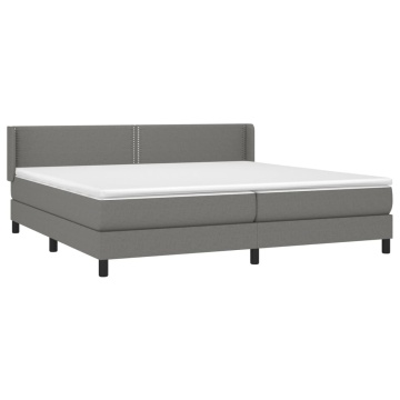 Pat box spring cu saltea, gri închis, 200x200 cm, textil - Img 3