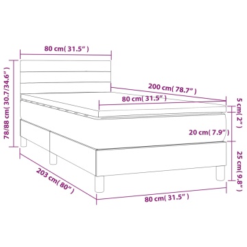 Pat box spring cu saltea, gri închis, 80x200 cm, textil - Img 6
