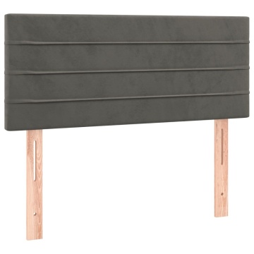 Pat box spring cu saltea, gri închis, 90x190 cm, catifea - Img 5
