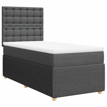 Pat box spring cu saltea, gri închis, 90x190 cm, textil - Img 2