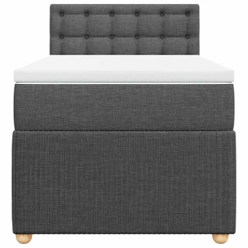 Pat box spring cu saltea, gri închis, 90x190 cm, textil - Img 4