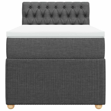 Pat box spring cu saltea, gri închis, 90x190 cm, textil - Img 4