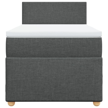 Pat box spring cu saltea, gri închis, 90x200 cm, textil - Img 4