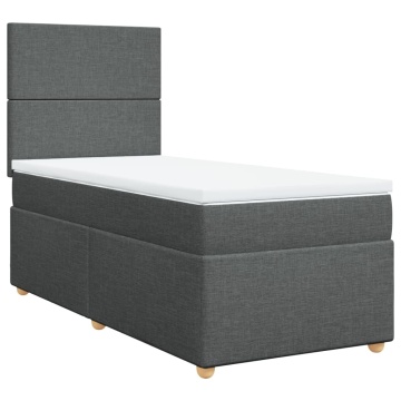 Pat box spring cu saltea, gri închis, 90x200 cm, textil - Img 3